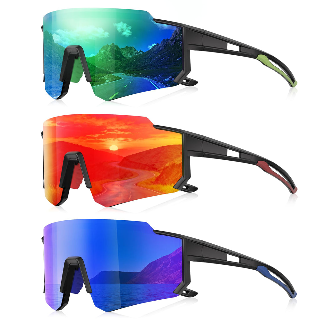 Polarized Sport Sunglasses for Men and Women, Lightweight TR90 Sun Glasses with UV Protection for Cycling Running