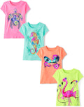 The Children's Place Girls' Trends,Icons Short Sleeve Graphic T-Shirts,4 Pack