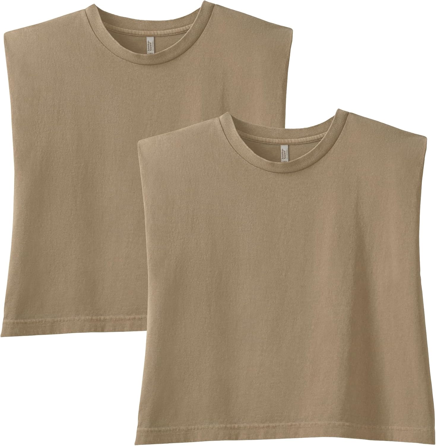 American Apparel Women's Heavyweight Cotton Boxy Cropped Garment Dyed Muscle Style G307GD Muscle T-Shirt (2-Pack)