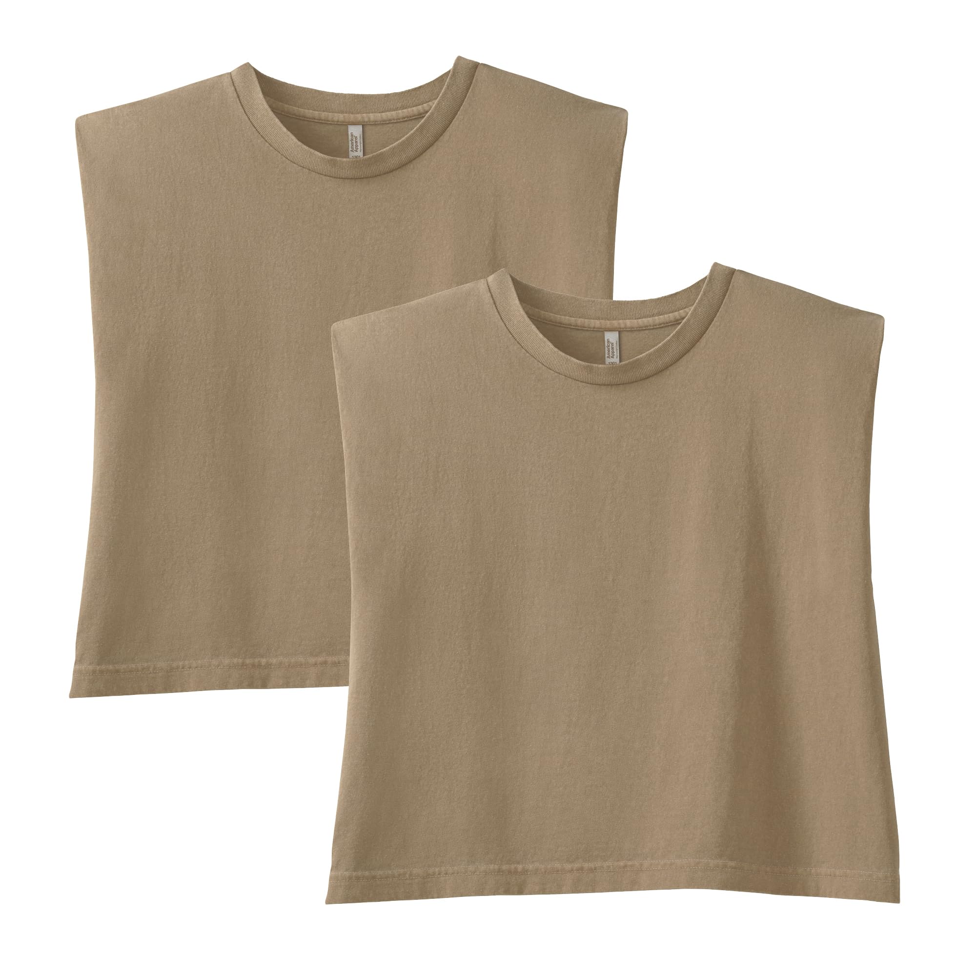 American Apparel Women's Heavyweight Cotton Boxy Cropped Garment Dyed Muscle Style G307GD Muscle T-Shirt (2-Pack)
