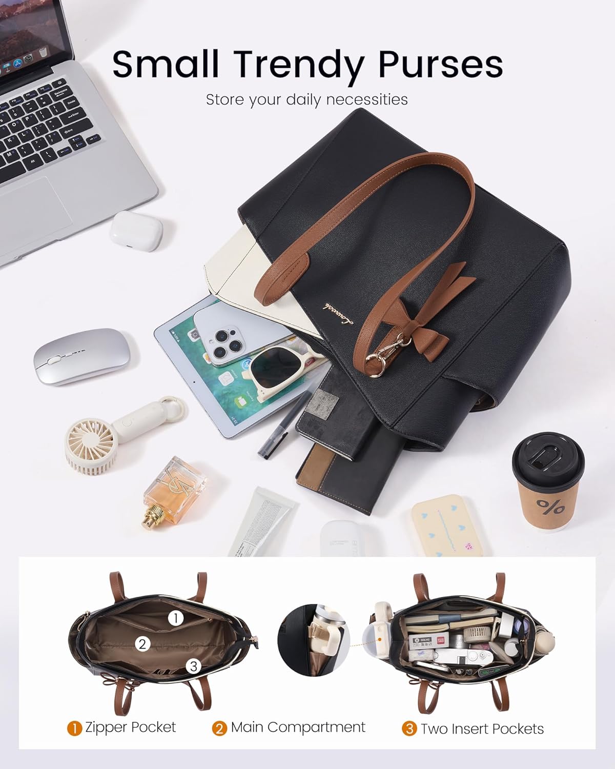 LOVEVOOK Small Tote Purse for Women, 2026 Structured PU Leather Handbags with Top Handle, Elegant Satchel Shoulder Bag