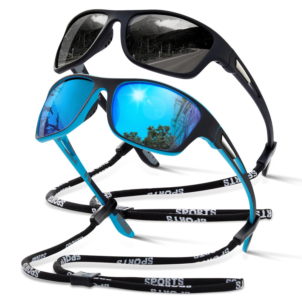 suoso Polarized Sports Sunglasses for Men: UV400 Protection Glasses Wrap Around Goggles for Driving Fishing
