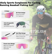 Load image into Gallery viewer, Ukoly Cycling Sunglasses for Men Women with 3 Interchangeable Lenses, Polarized Sports Sunglasses, Baseball Sunglasses