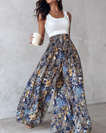 CHICME Womens Boho High Waisted Wide Leg Palazzo Pants Beach Vacation Wear
