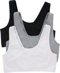 Hanes Women's Pack, Cotton Scoopneck Bralette, Low-Impact Sports Bra, 3-Pack