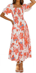 ZESICA Womens 2026 Summer Boho Floral Ruffle Maxi Dress