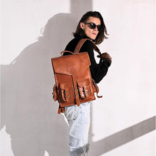 Load image into Gallery viewer, Vintage Leather Backpack Rucksack