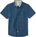 Dubinik® Mens Short Sleeve Button Down Shirts 100% Cotton Plaid Men's Casual Button-Down Shirts with Pocket