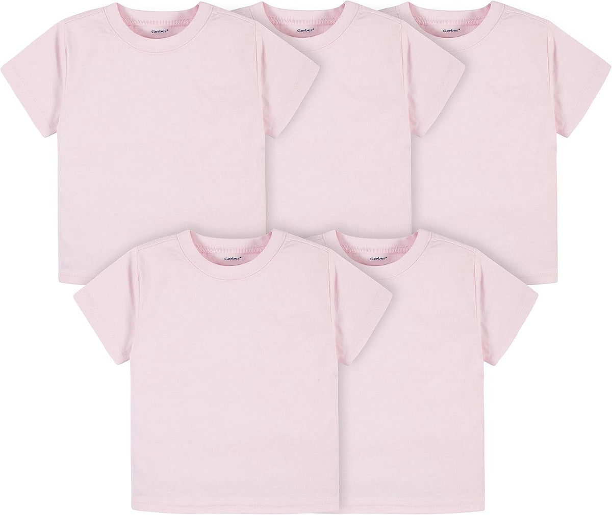 Gerber Baby & Toddler 5-Pack Solid Short Sleeve T-Shirts Jersey 160 GSM