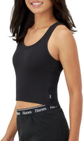 Hanes Women's Originals Rib Crop Tank Top 2-Pack, Comfywear Stretch Cotton Cropped Top