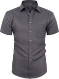 Mens Short Sleeve Dress Shirt Wrinkle Free Summer Button Down Shirts