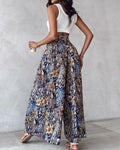 CHICME Womens Boho High Waisted Wide Leg Palazzo Pants Beach Vacation Wear