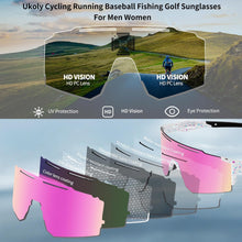 Load image into Gallery viewer, Ukoly Cycling Sunglasses for Men Women with 3 Interchangeable Lenses, Polarized Sports Sunglasses, Baseball Sunglasses