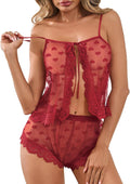 Kolagri Womens Lingerie Sets Sexy See Through Lace Bridal Short Pajamas Set