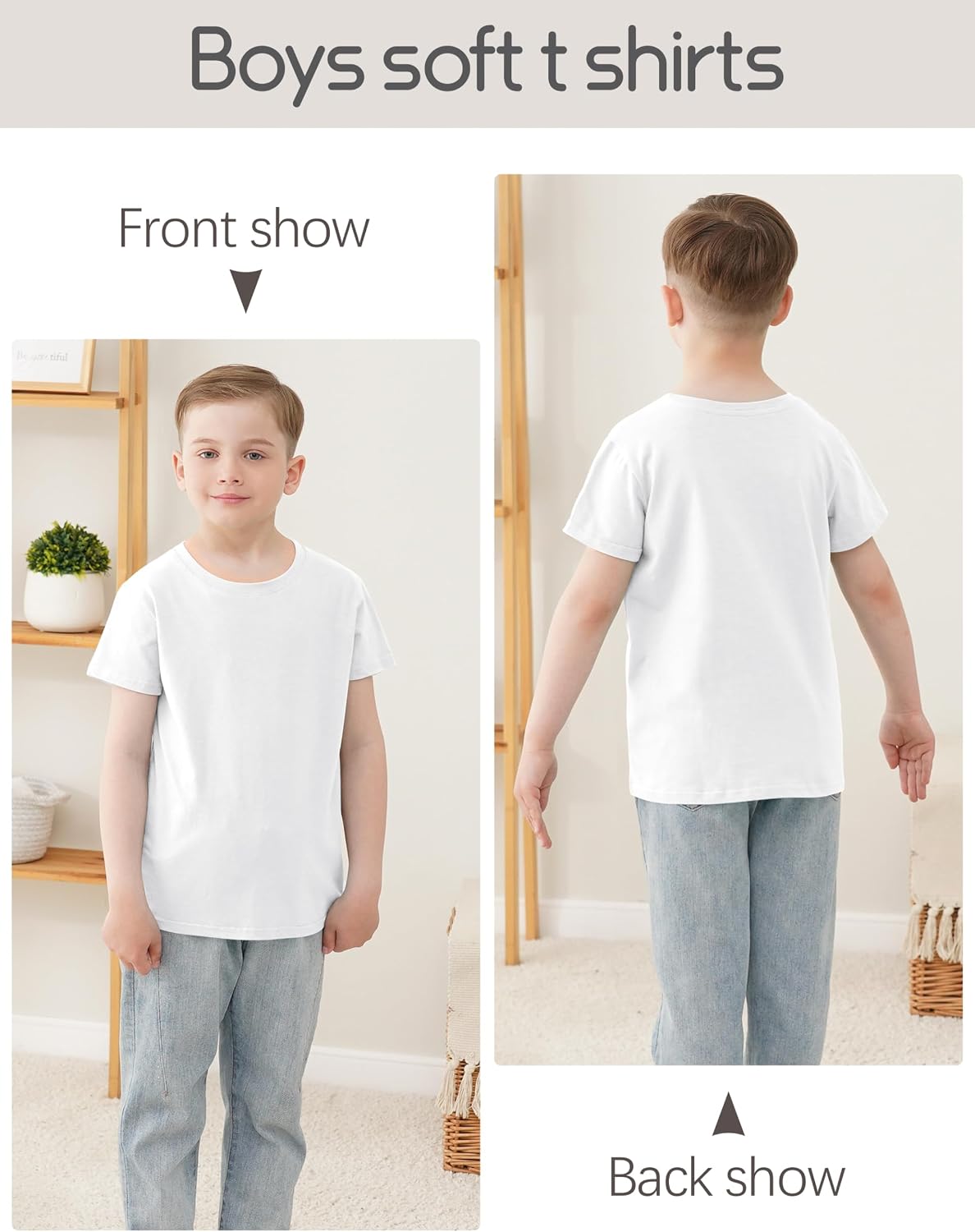 5 Pack Boys Shirts Short Sleeve T-Shirts Cotton Tshirts Toddler Clothes