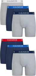 Hanes Men's Boxer Brief Underwear Pack, Stretch Cotton Boxer Briefs for Men, Moisture-wicking, 6-pack