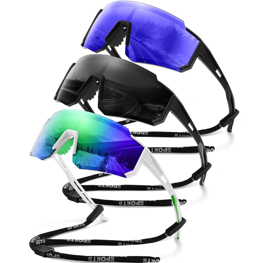 Polarized Sport Sunglasses for Men and Women, Lightweight TR90 Sun Glasses with UV Protection for Cycling Running