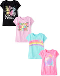 The Children's Place Girls' Trends,Icons Short Sleeve Graphic T-Shirts,4 Pack
