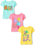 The Children's Place Baby-Girls and Toddler School,Learning Short Sleeve Graphic T-Shirts,3 Pack