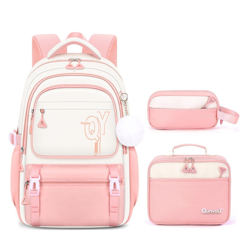 Girls 3-Piece School Backpack Set with Pencil Case & Lunch Bag | Cute Kids Bookbag | Oxford Cloth | Waterproof