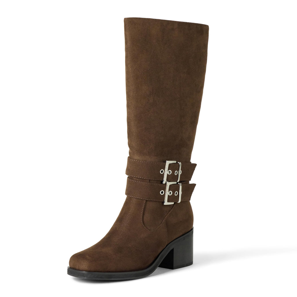 The Drop Women's Sage Tall Biker Boot with Buckles