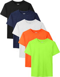 5 Pack Boys Shirts Youth Athletic Dry Fit Shirts Short Sleeve T-Shirt Tops