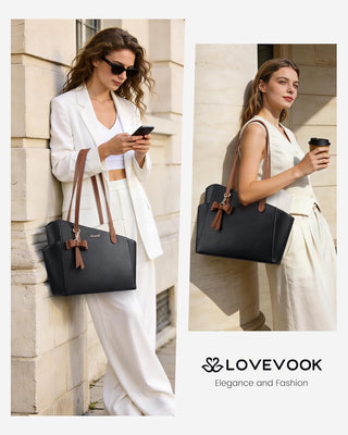 LOVEVOOK Small Tote Purse for Women, 2026 Structured PU Leather Handbags with Top Handle, Elegant Satchel Shoulder Bag