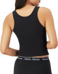 Hanes Women's Originals Rib Crop Tank Top 2-Pack, Comfywear Stretch Cotton Cropped Top