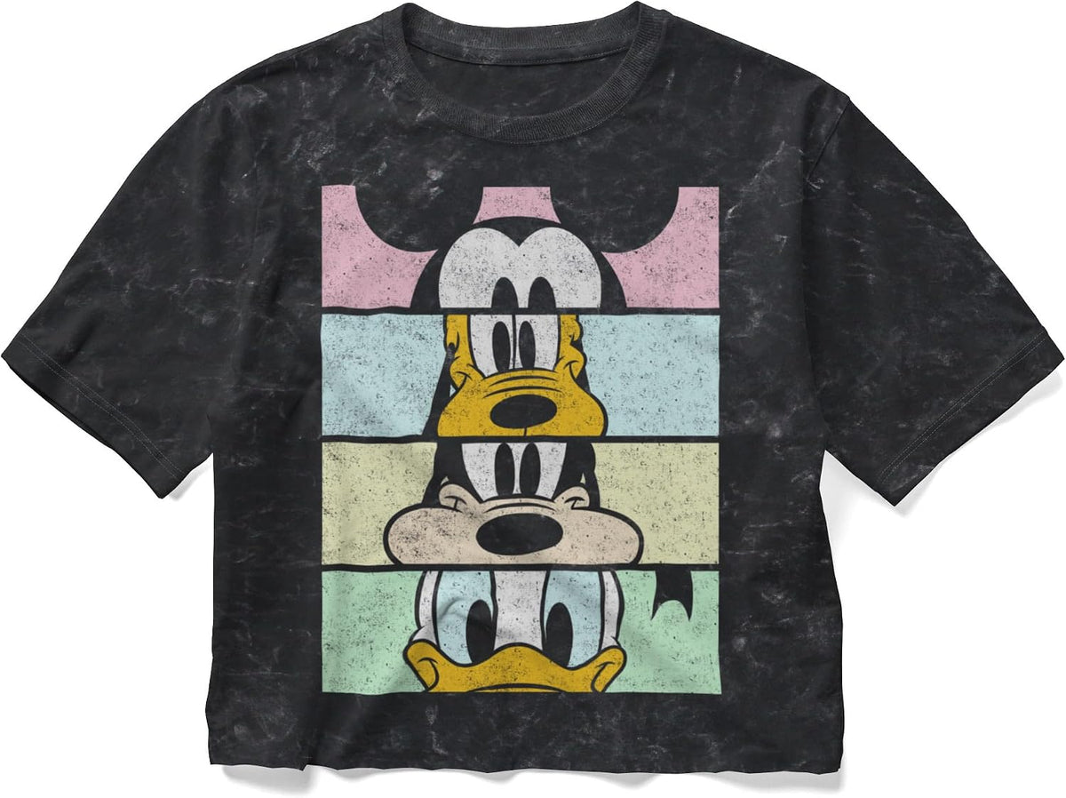 Disney Women's Disney Characters Crew Crop Women's Mineral Wash Short Sleeve Crop Tee