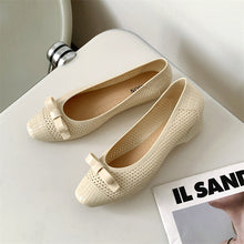 Load image into Gallery viewer, Women's Square Toe Flat Sandals - Bow-Tie Slip-On Shoes for Beach &amp; Outdoor Wear