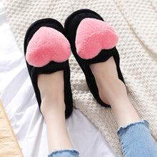 Load image into Gallery viewer, Women's Love Heart Fluffy Slippers | Warm Plush Home Shoes