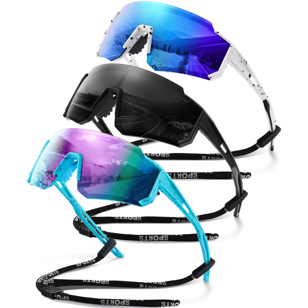 Polarized Sport Sunglasses for Men and Women, Lightweight TR90 Sun Glasses with UV Protection for Cycling Running