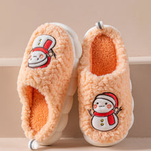 Load image into Gallery viewer, Women's Snowman Slippers - Warm Plush Winter Indoor House Shoes with Anti-Slip Sole