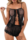Kolagri Womens Lingerie Sets Sexy See Through Lace Bridal Short Pajamas Set