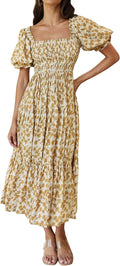 ZESICA Womens 2026 Summer Boho Floral Ruffle Maxi Dress