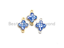 Load image into Gallery viewer, 100% Natural Shell Blue Clover Connector with Gold/Silver Plated Edging, Natural Blue Shell, Ocean Jewelry, 10x15mm,SKU#Z290