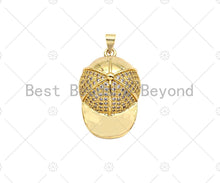 Load image into Gallery viewer, CZ Micro Pave Baseball Cap Shape Pendant/Charm,Cubic Zirconia Dainty Gold Charm, Necklace Bracelet Charm Pendant,20x30mm, Sku#LK269