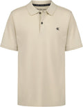 Calvin Klein Boys Short Sleeve Micro Pique Solid Polo, Button Closure, Soft & Comfortable