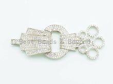 Load image into Gallery viewer, CZ Micro Pave Multi Ring Fold Over Clasp, Cubic Zirconia Buckle Clasp/Connector, 60x24mm, sku#H17