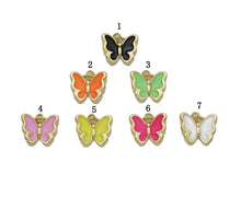 Load image into Gallery viewer, CZ Gold Colorful Enamel Butterfly Charm, Sku#JL154