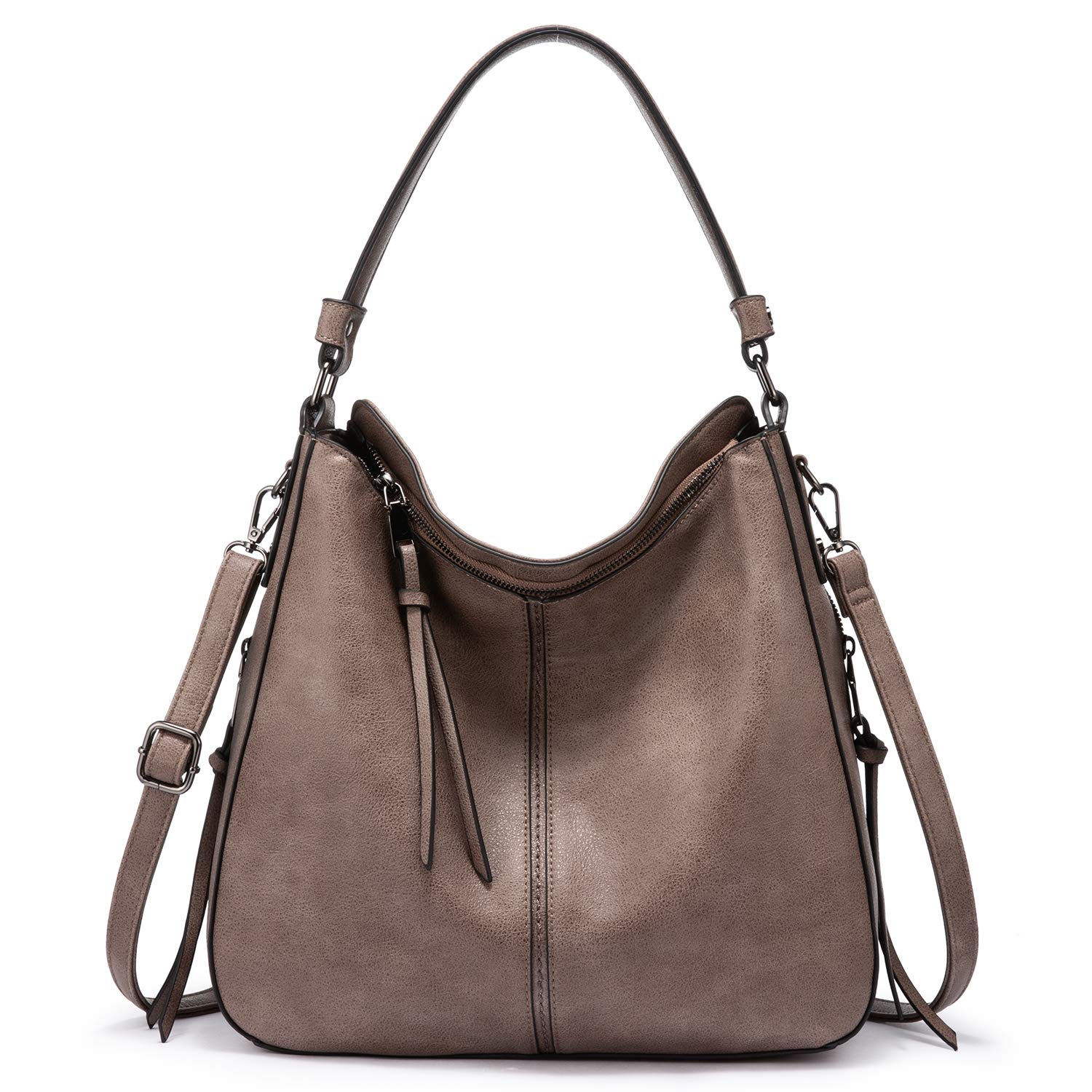 Realer Hobo Crossbody Bags for Women Designer Faux Leather Hobo Handbags Retro Large Size Shoulder Bag Bucket Purse