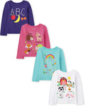 The Children's Place Baby Girls' and Toddler Unicorns,Butterflies,Trends Long Sleeve Graphic T-Shirts,4 Pack