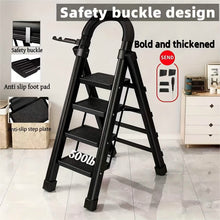 Load image into Gallery viewer, Folding 3/4-Step Ladder – Portable Steel Step Stool, Anti-Slip