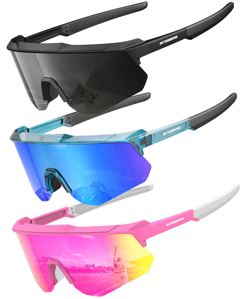 Polarized Sports Sunglasses for Men Women, UV400 Protection Mens Sunglasses Wrap Around Sun Glasses for Cycling Running