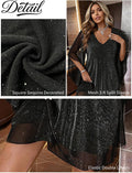 Women's Sparkly Cocktail Dresses for Wedding Guest Flutter Sleeve Loose Chiffon Party Dress (XS-XL)