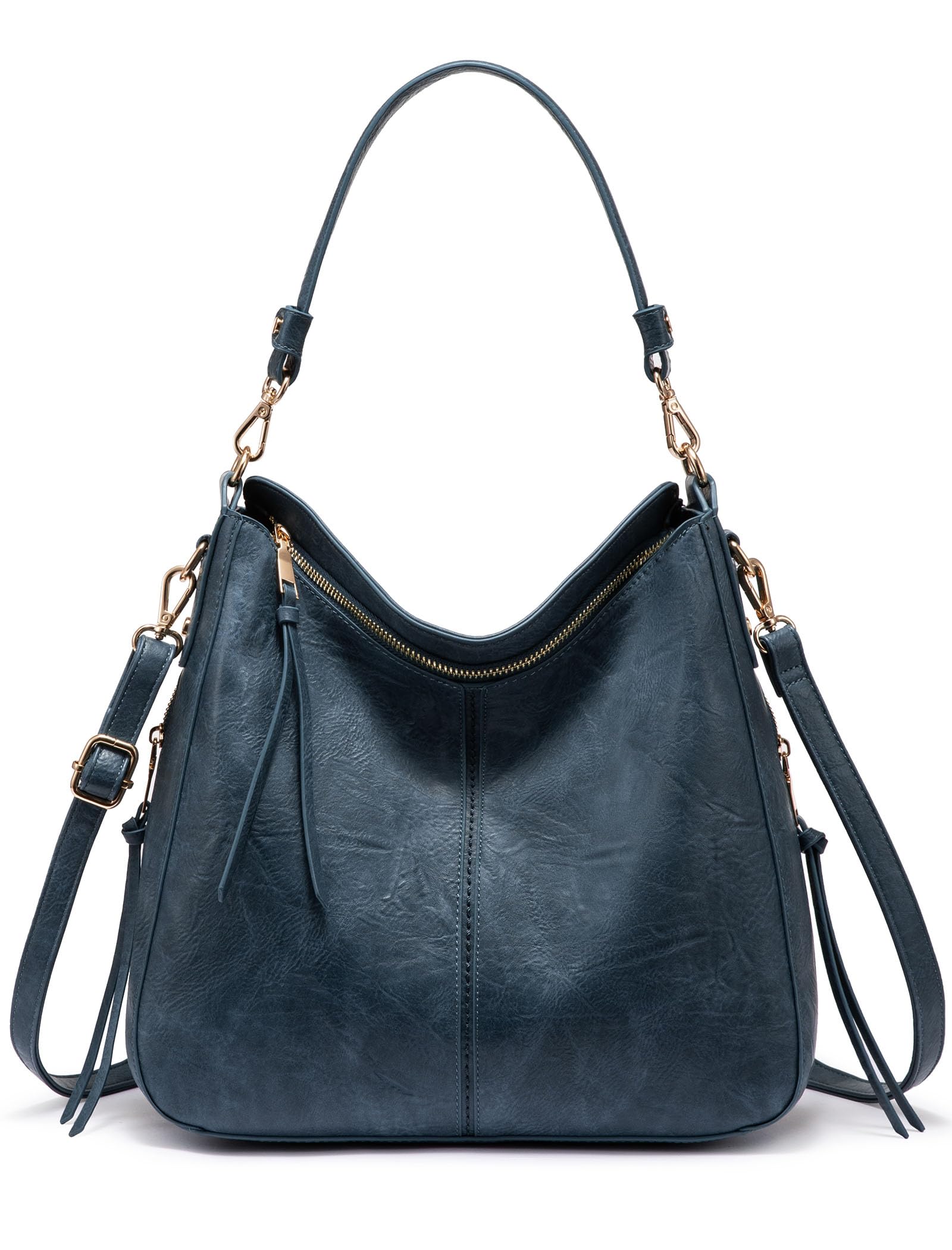 Realer Hobo Crossbody Bags for Women Designer Faux Leather Hobo Handbags Retro Large Size Shoulder Bag Bucket Purse