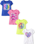 The Children's Place Girls' Trends,Icons Short Sleeve Graphic T-Shirts,4 Pack