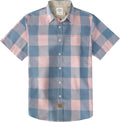 Dubinik® Mens Short Sleeve Button Down Shirts 100% Cotton Plaid Men's Casual Button-Down Shirts with Pocket