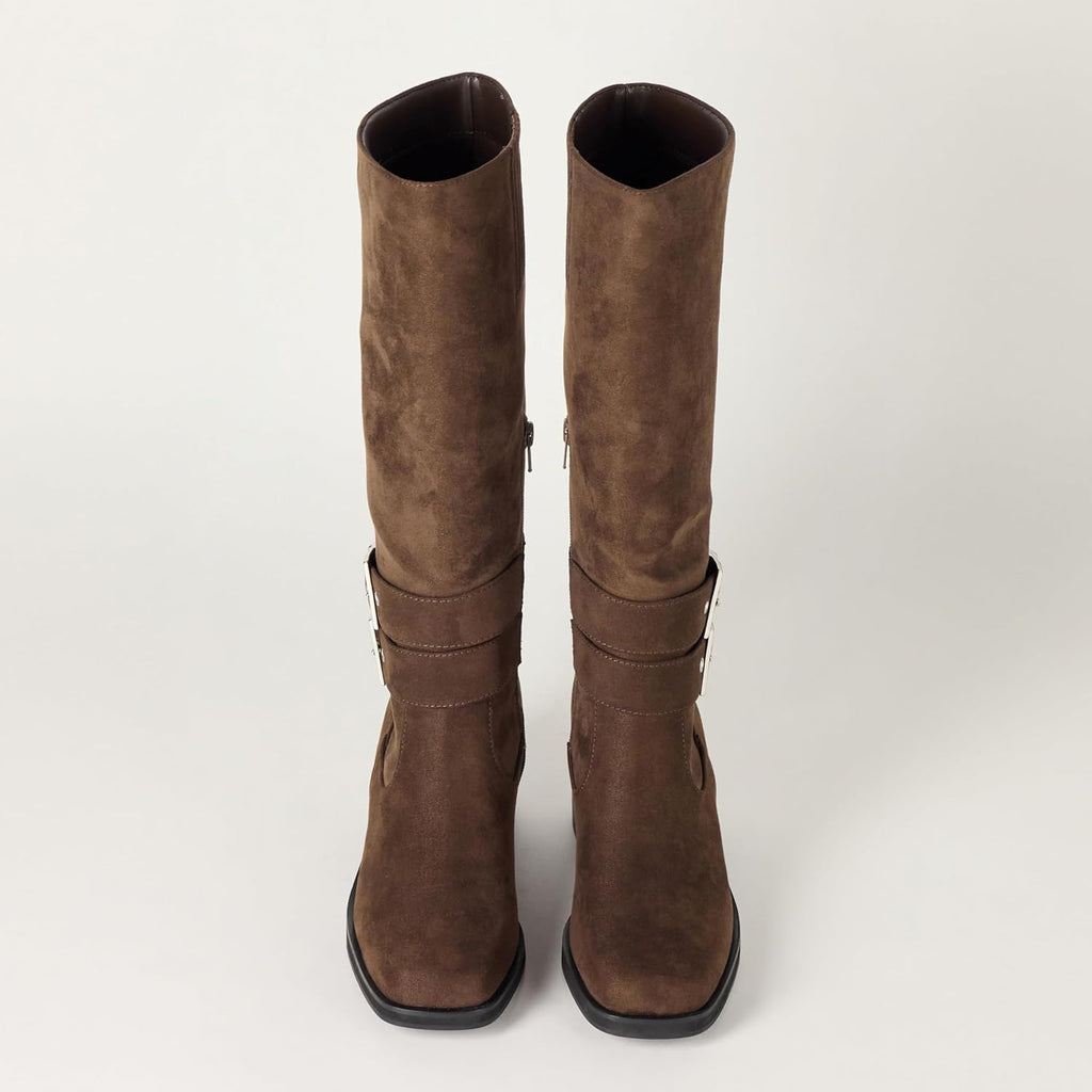 The Drop Women's Sage Tall Biker Boot with Buckles