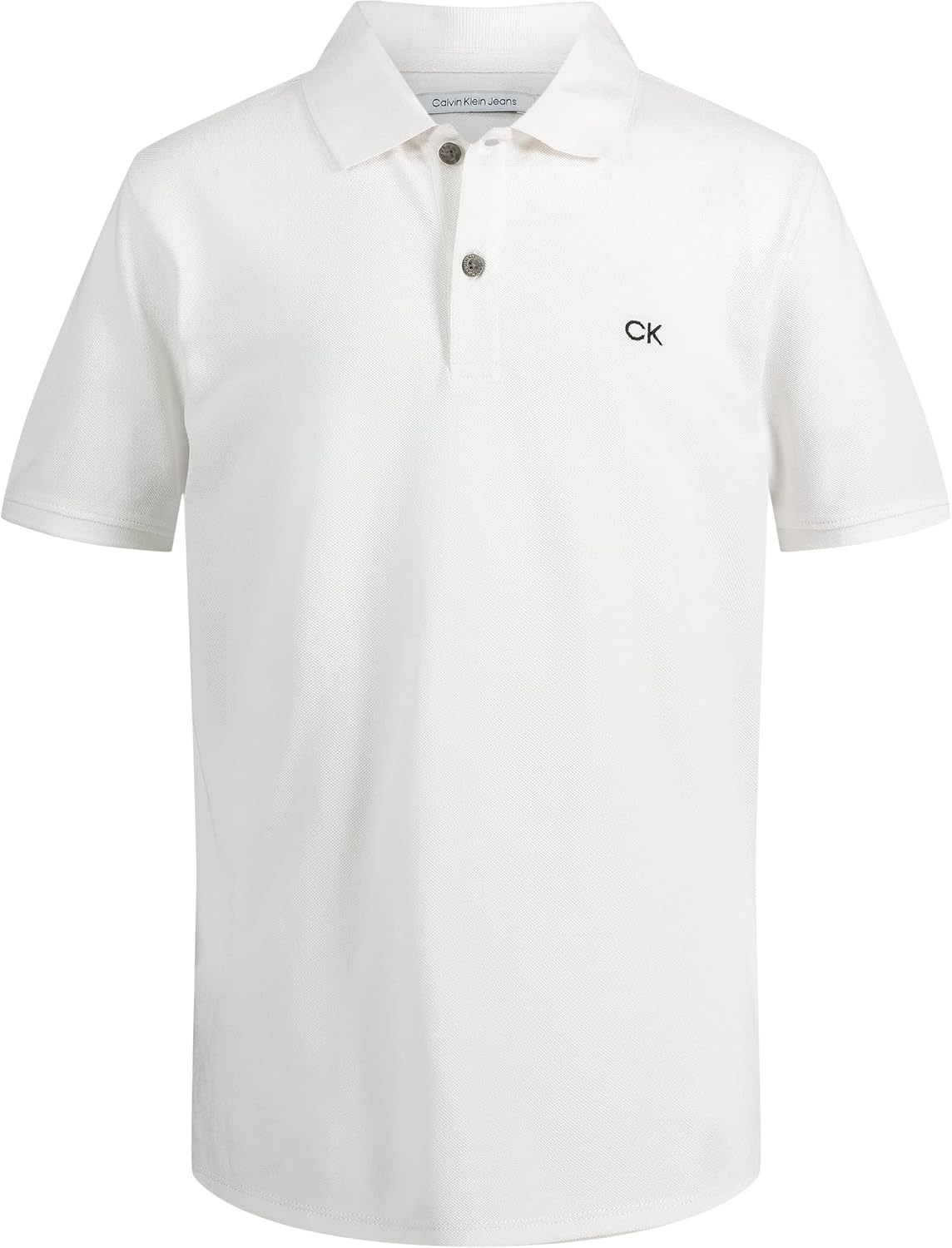 Calvin Klein Boys Short Sleeve Micro Pique Solid Polo, Button Closure, Soft & Comfortable